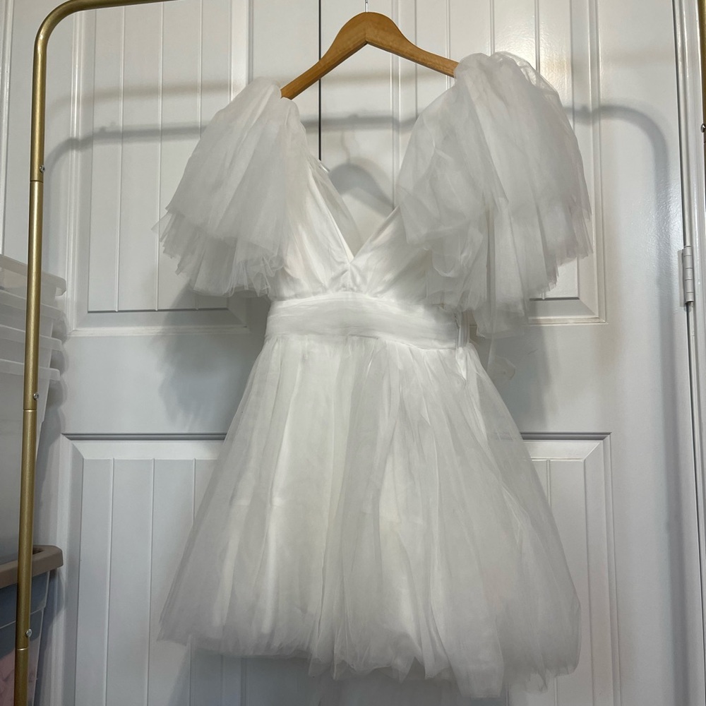 Birdy Grey white Tulle Dress with Puffy Sleeves